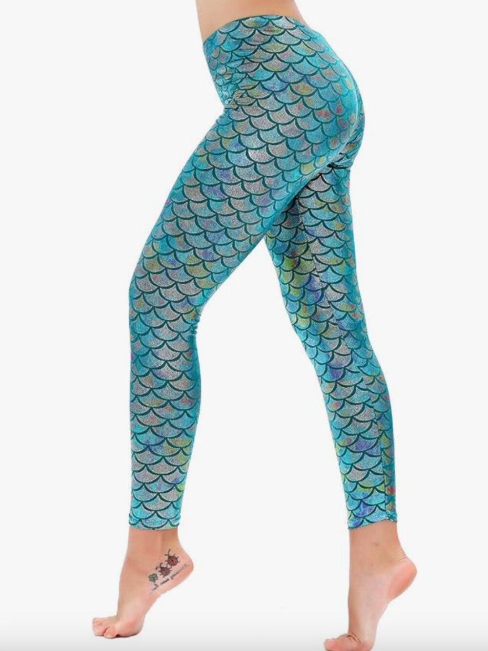 Holographic Mermaid Scale Leggings Size M Ariel Cosplay Halloween Festival